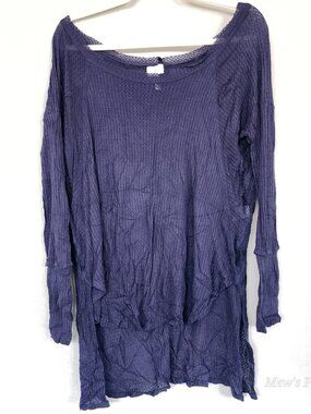 NWOT - HRP Drippy Tunic Soft Stretchy Fabric Dark-Navy Blue Wild Scoop Neck